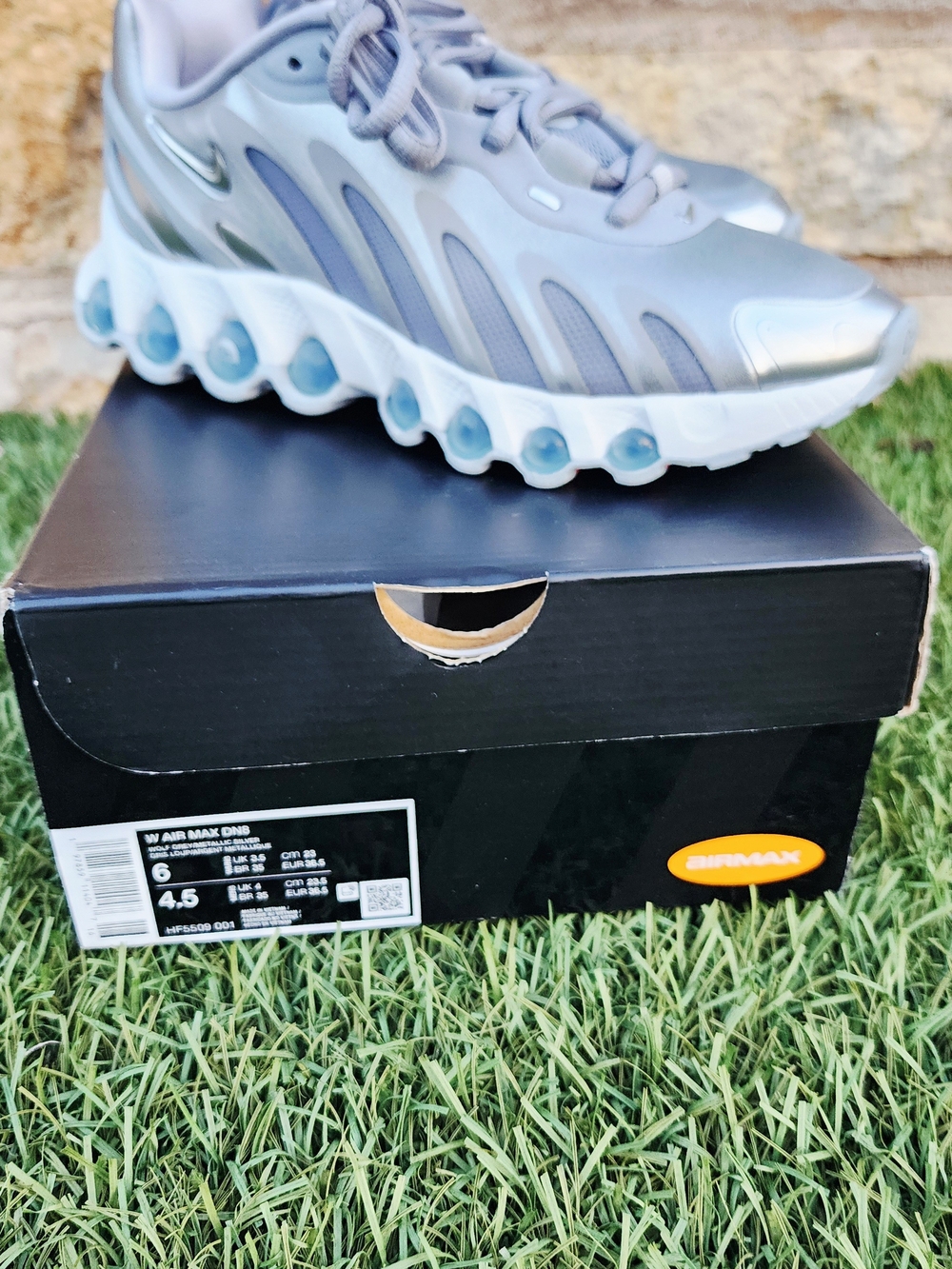 Nike Womens Air Max DN8 Metallic Silver Sneakers